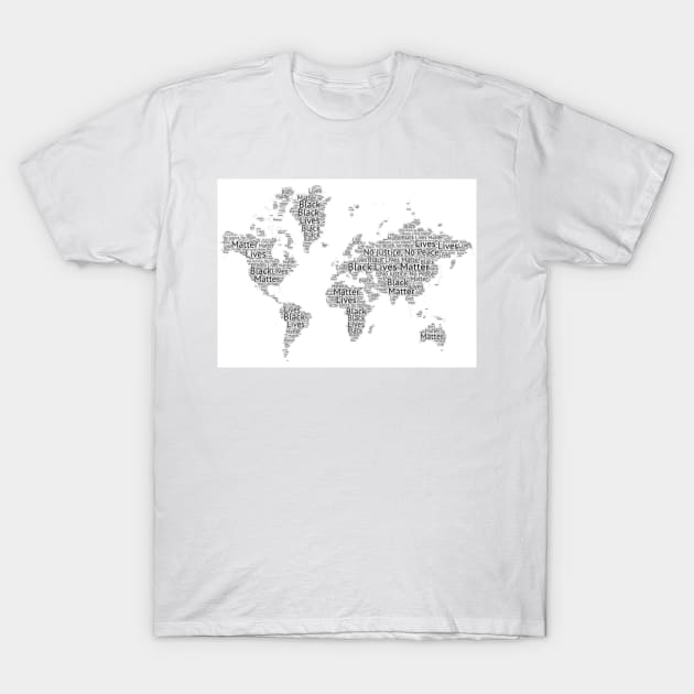 Black Lives Matter World Map Typography - White T-Shirt by metanoiias